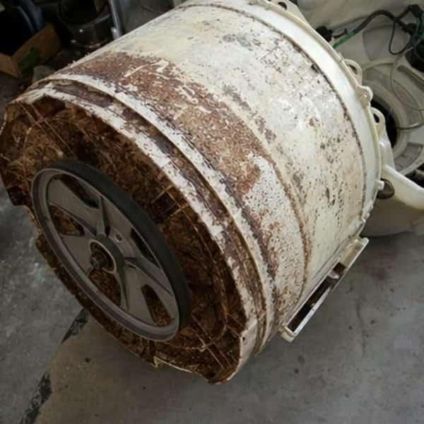 Tambor de máquina de lavar com sujeira e resíduo acumulado (06)